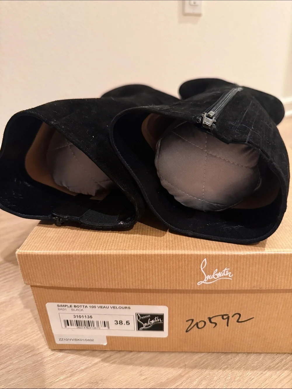 Christian Louboutin Black Suede Over-the-Knee Stiletto Boots with Red Soles